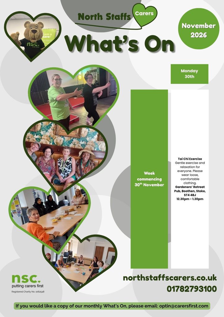 North Staffs Carers' What's On Poster for November 2026 page 5