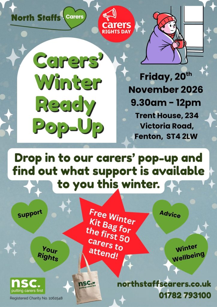 North Staffs Carers' Carers'Winter Ready Pop-Up event poster